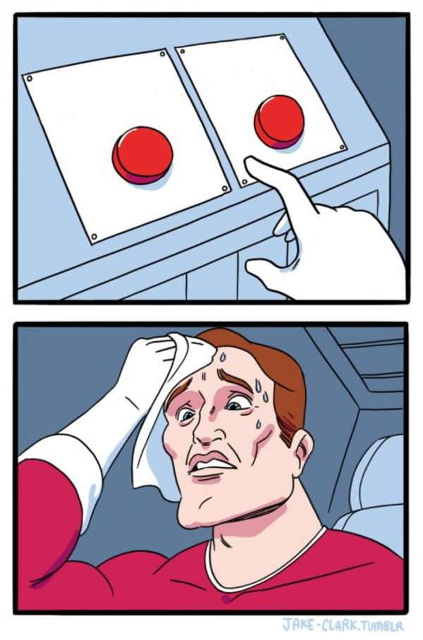 Two Buttons meme about Sensate